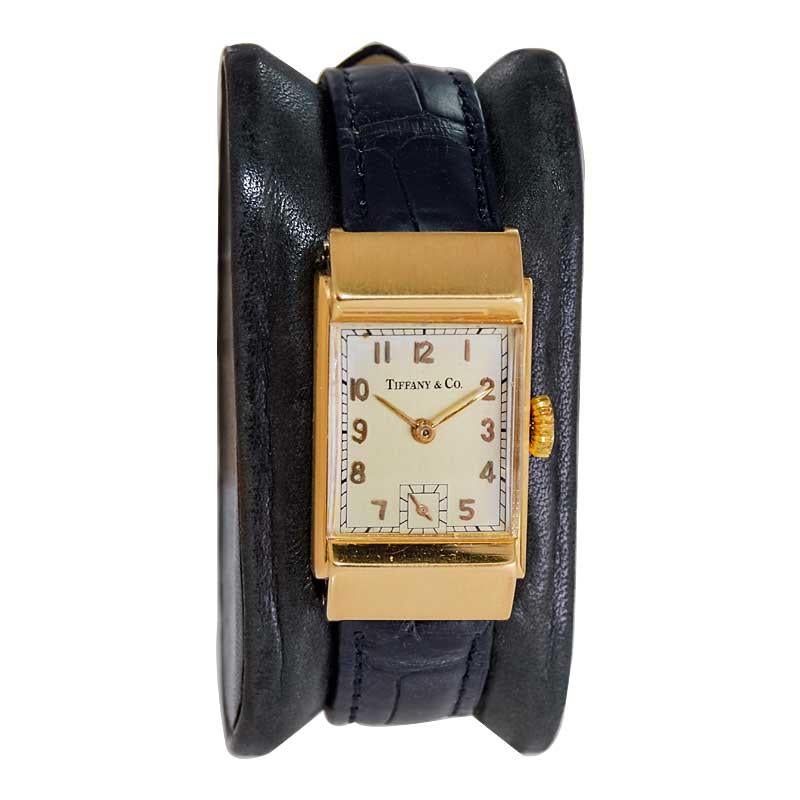 Tiffany & Co. by Meylan 18 Karat Yellow Gold Art Deco Tank Watch, circa 1930s In Excellent Condition For Sale In Long Beach, CA