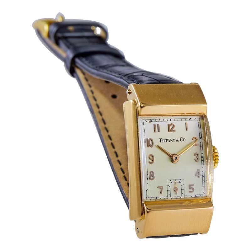 Tiffany & Co. by Meylan 18 Karat Yellow Gold Art Deco Tank Watch, circa 1930s For Sale 2