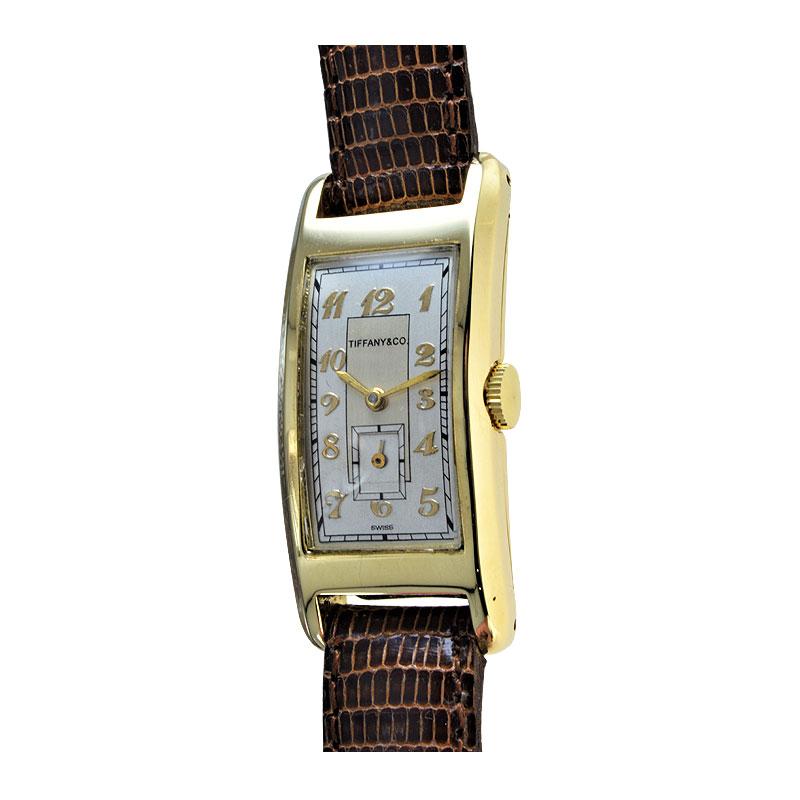 Tiffany & Co. by Movado 14Kt. Gold Art Deco Curvex Style Wristwatch from 1930s In Excellent Condition In Long Beach, CA