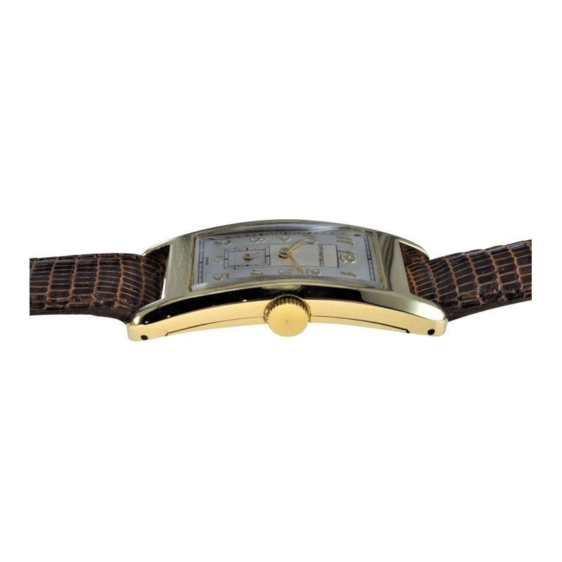 Women's or Men's Tiffany & Co. by Movado 14Kt. Gold Art Deco Curvex Style Wristwatch from 1930s
