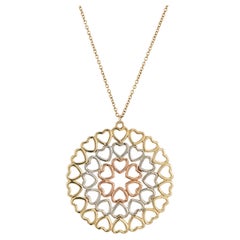 Tiffany & Co. by Pablo Picasso Tri Color Gold Crown of Hearts Pendant Necklace
