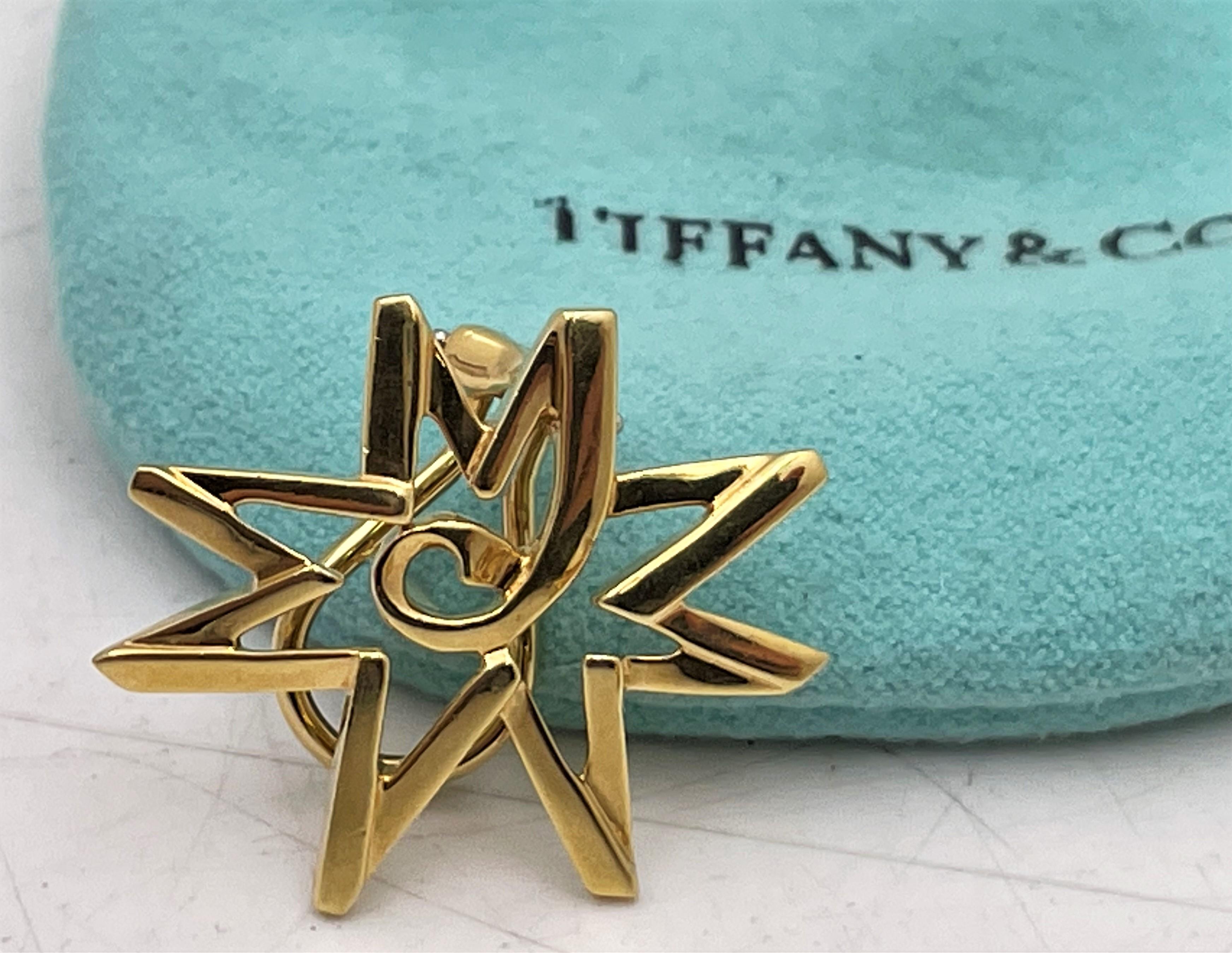 American Tiffany & Co. by Paloma Picasso 18k Gold Rare Starburst Earrings For Sale