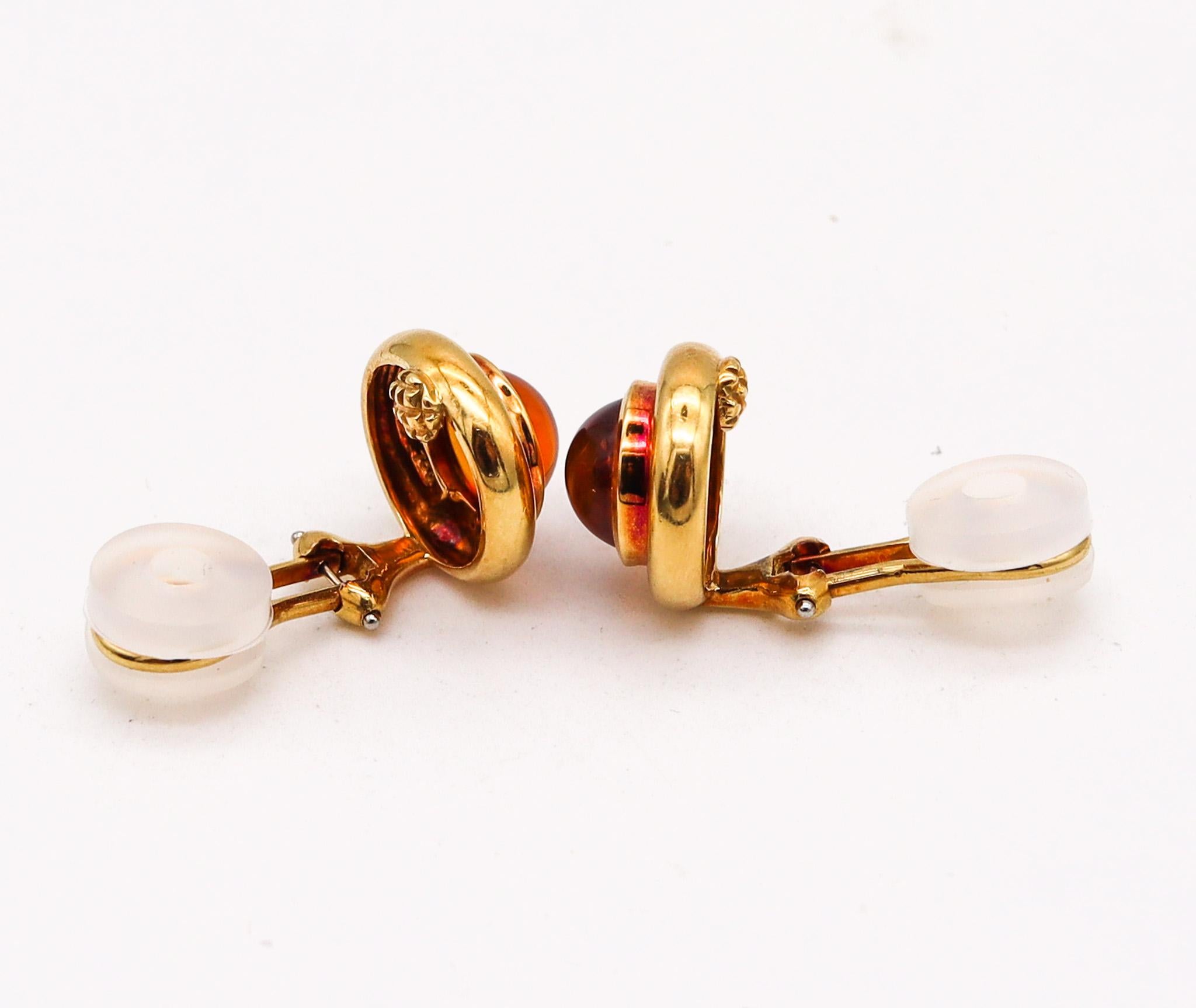 Modernist Tiffany & Co. by Paloma Picasso Clips Earrings in 18Kt Yellow Gold with Citrines For Sale