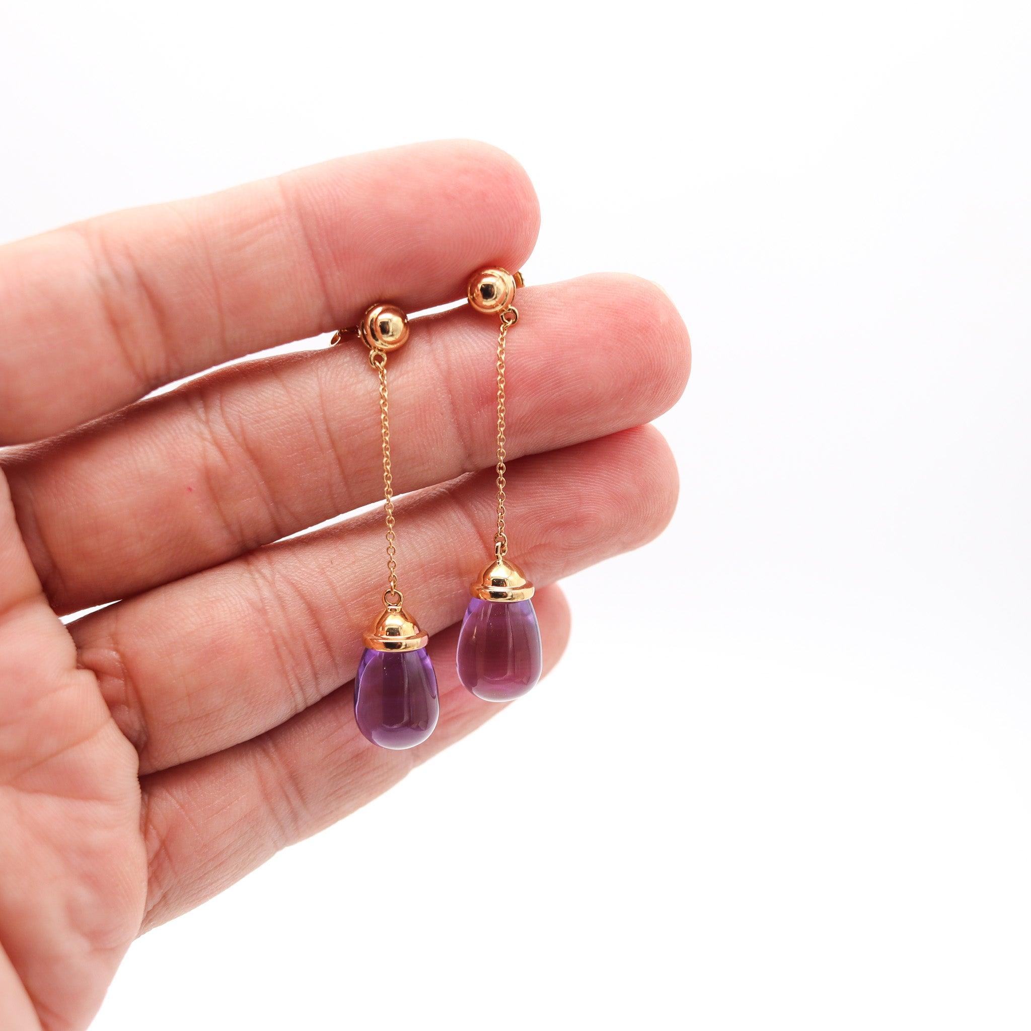 Women's TIFFANY & CO. By Paloma Picasso Dangle Drops Earrings In 18Kt Gold & Amethysts