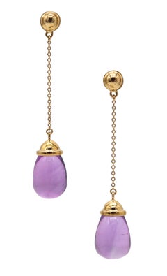 TIFFANY & CO. By Paloma Picasso Dangle Drops Earrings In 18Kt Gold & Amethysts