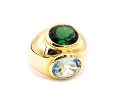 Tiffany & Co by Paloma Picasso Doppio Ring in 18Kt with Aquamarine & Tourmaline