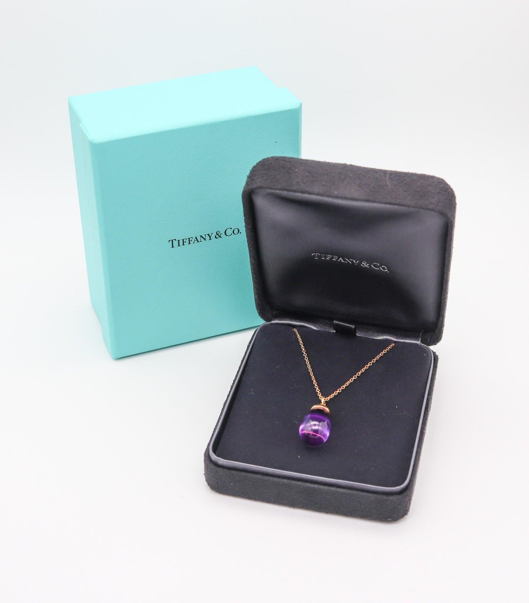 Modernist TIFFANY & CO. By Paloma Picasso Necklace Pendant In 18Kt Gold With Amethyst