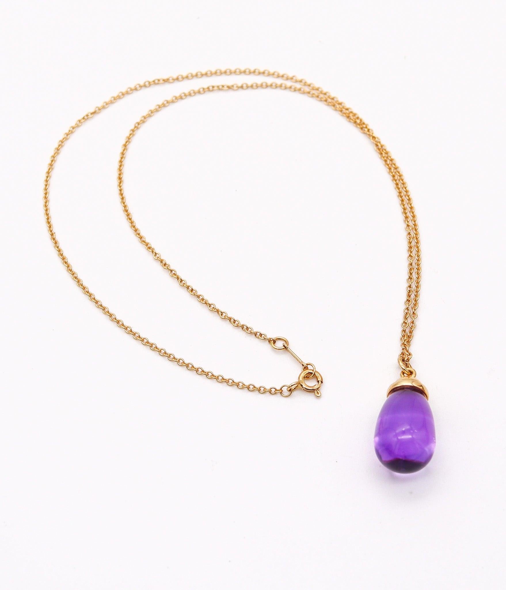 Briolette Cut TIFFANY & CO. By Paloma Picasso Necklace Pendant In 18Kt Gold With Amethyst