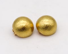Tiffany & Co. by Paloma Picasso Pair of Domed Earrings in Hammered 18 Karat Gold