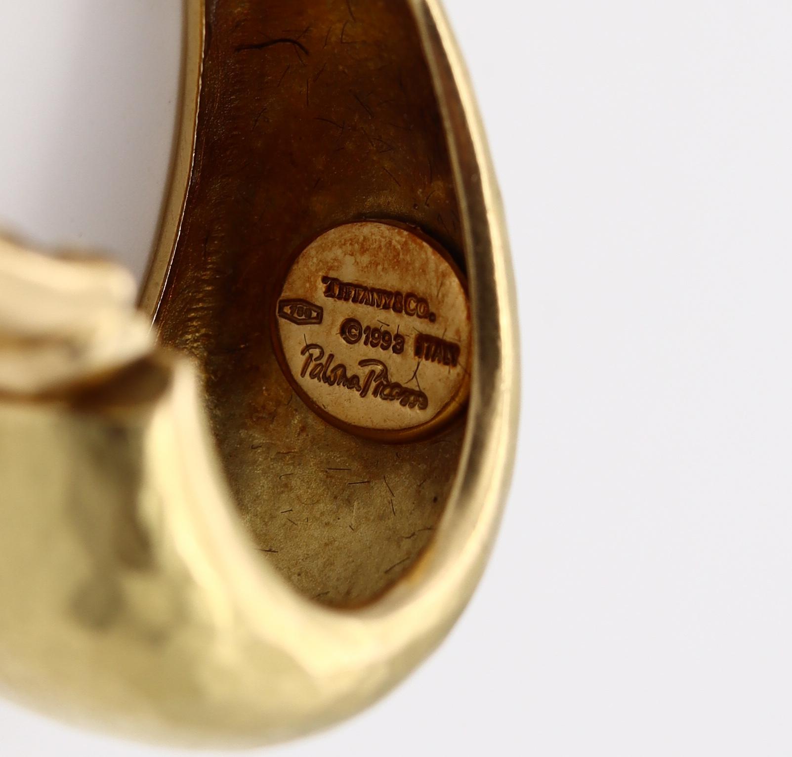 Tiffany &amp; Co. von Paloma Picasso, Paar Graffiti-Ohrringe aus gehämmertem 18 Karat Gold Damen im Angebot