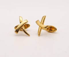 TIFFANY & CO. Paire de boutons de manchette graffiti en or jaune 18 carats par Paloma Picasso