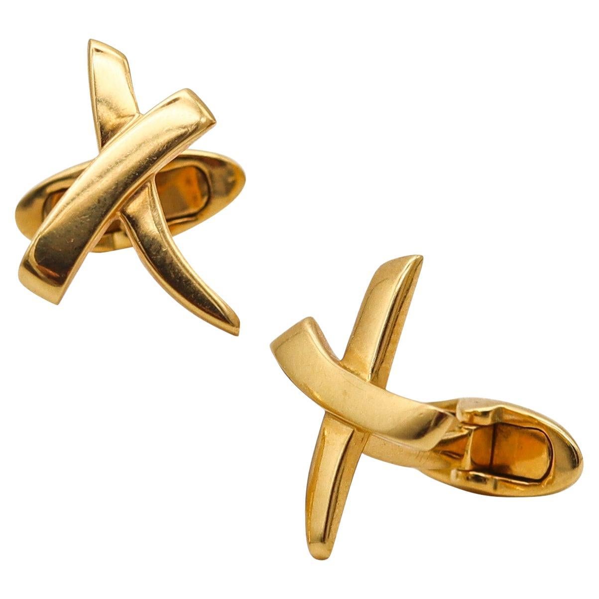 TIFFANY & CO. By Paloma Picasso Pair Of Graffiti X Cufflinks In 18Kt Yellow Gold