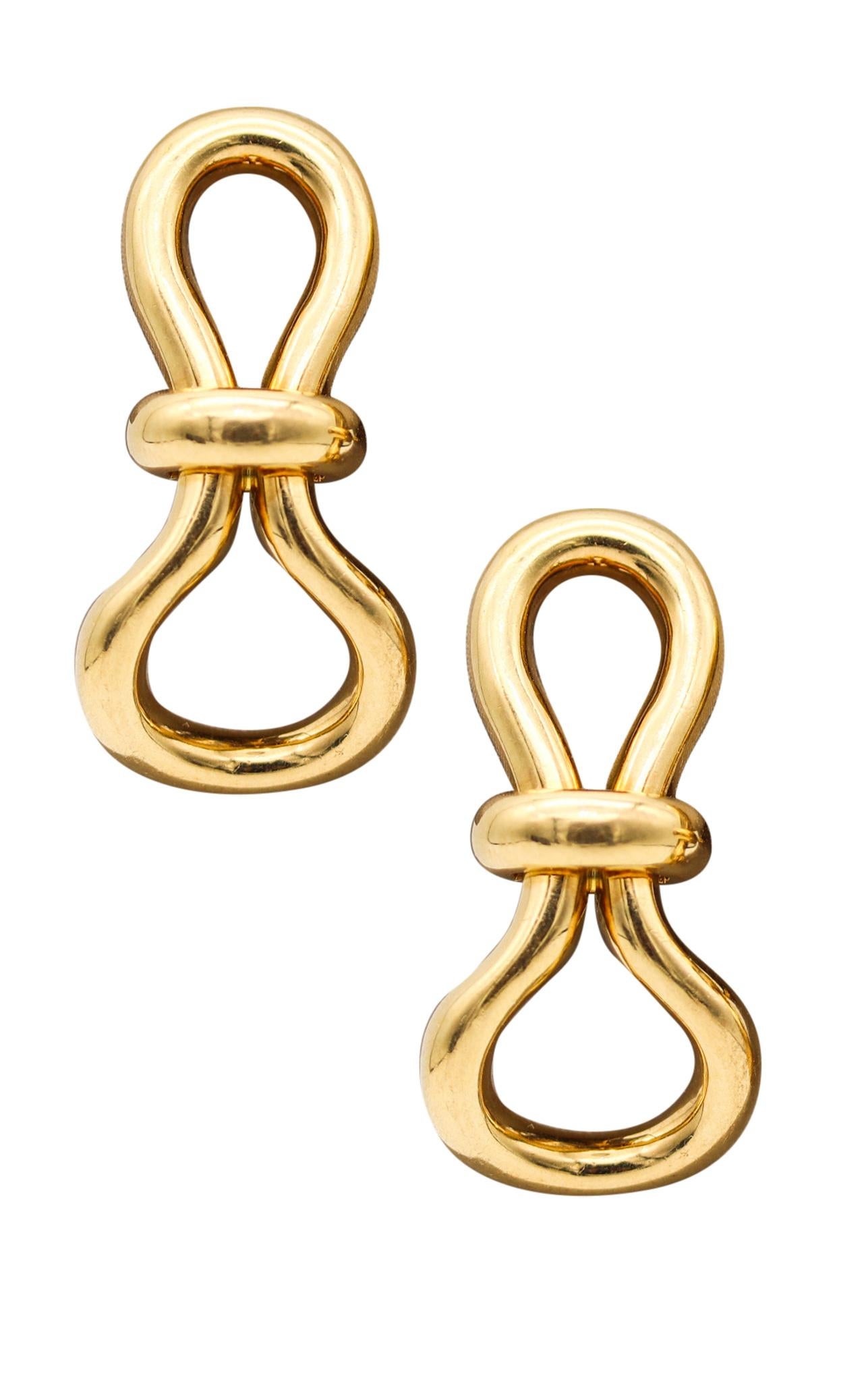 Tiffany & Co. Paire de boucles d'oreilles nœuds en or jaune 18 carats massif par Paloma Picasso