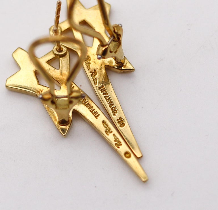 Tiffany & Co. by Paloma Picasso Pair of Stars Earrings in 18 Karat Yellow Gold In Excellent Condition For Sale In Miami, FL