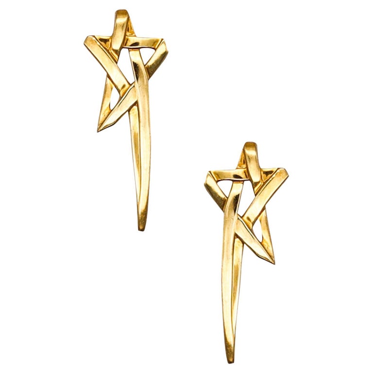 Tiffany & Co. by Paloma Picasso Pair of Stars Earrings in 18 Karat Yellow Gold For Sale