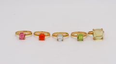 Tiffany & Co. By Paloma Picasso Suite of 5 Sugar Stack Rings 18Kt Gold With Gems