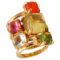 Tiffany & Co. Suite aus 5 Zuckerstack-Ringe aus 18 Karat Gold mit Edelsteinen von Paloma Picasso