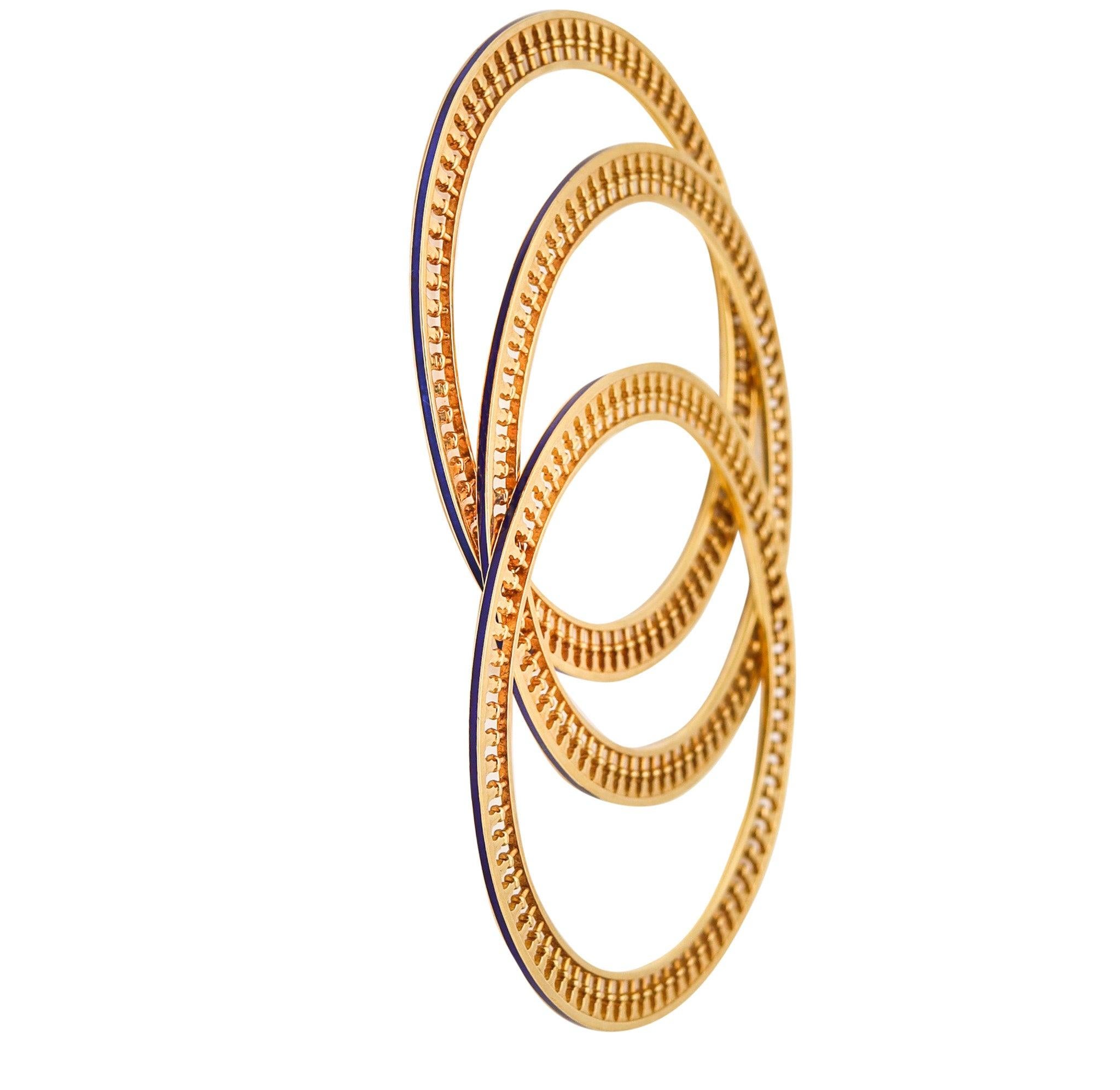 TIFFANY & CO. By Paloma Picasso Venezia Stella Enamel Bangles Trio In 18Kt Gold For Sale 2