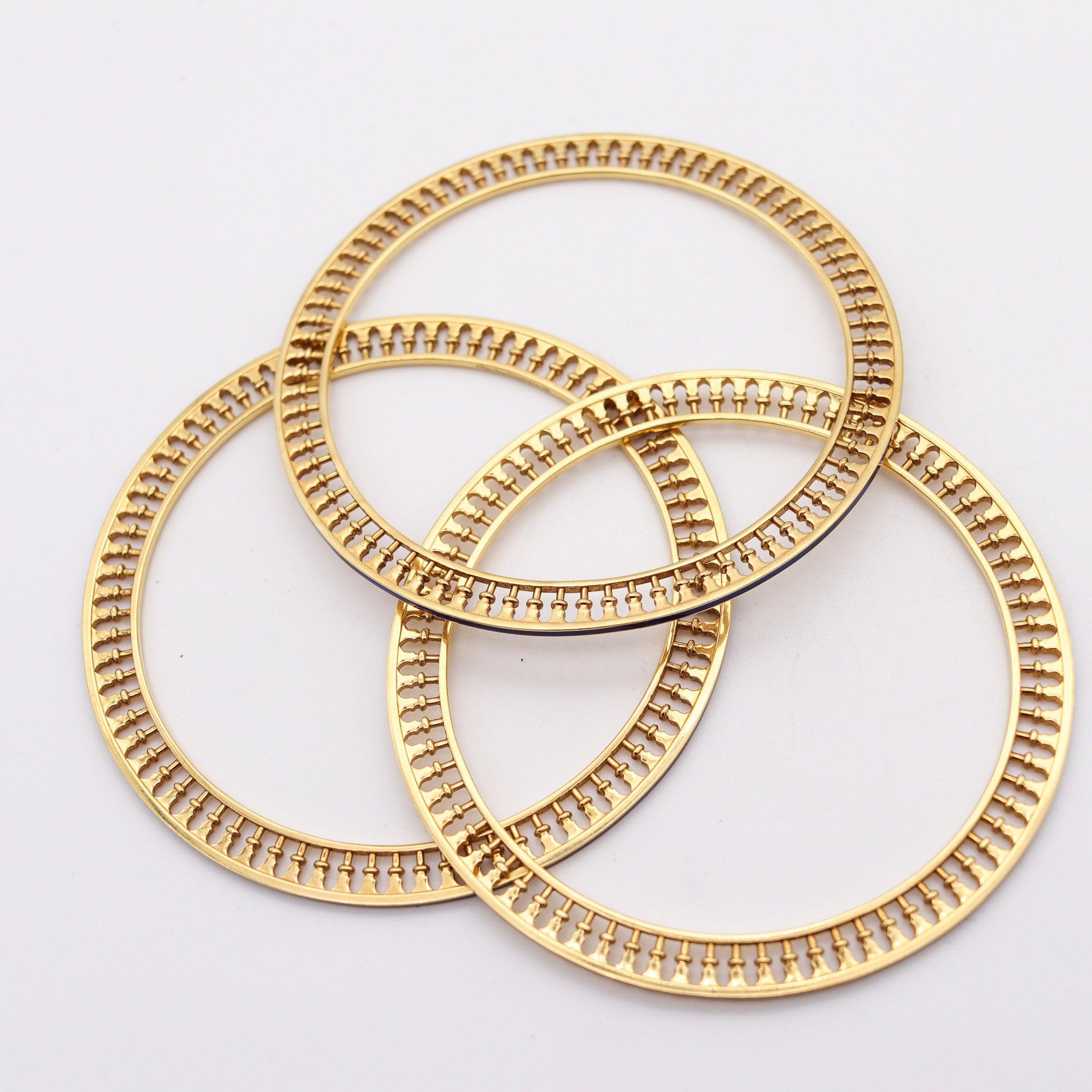 TIFFANY & CO. By Paloma Picasso Venezia Stella Enamel Bangles Trio In 18Kt Gold For Sale 3