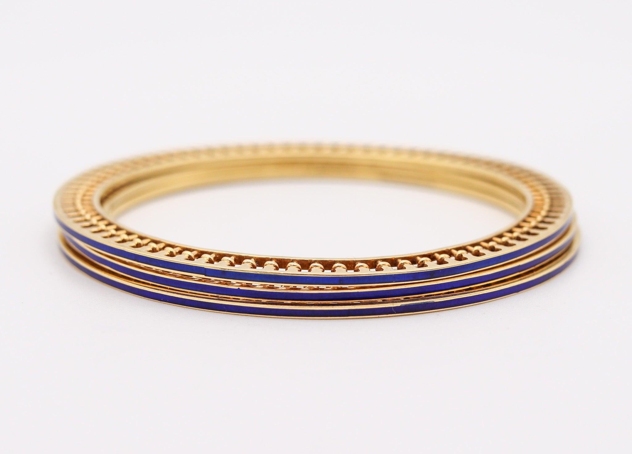 TIFFANY & CO. By Paloma Picasso Venezia Stella Enamel Bangles Trio In 18Kt Gold For Sale 4