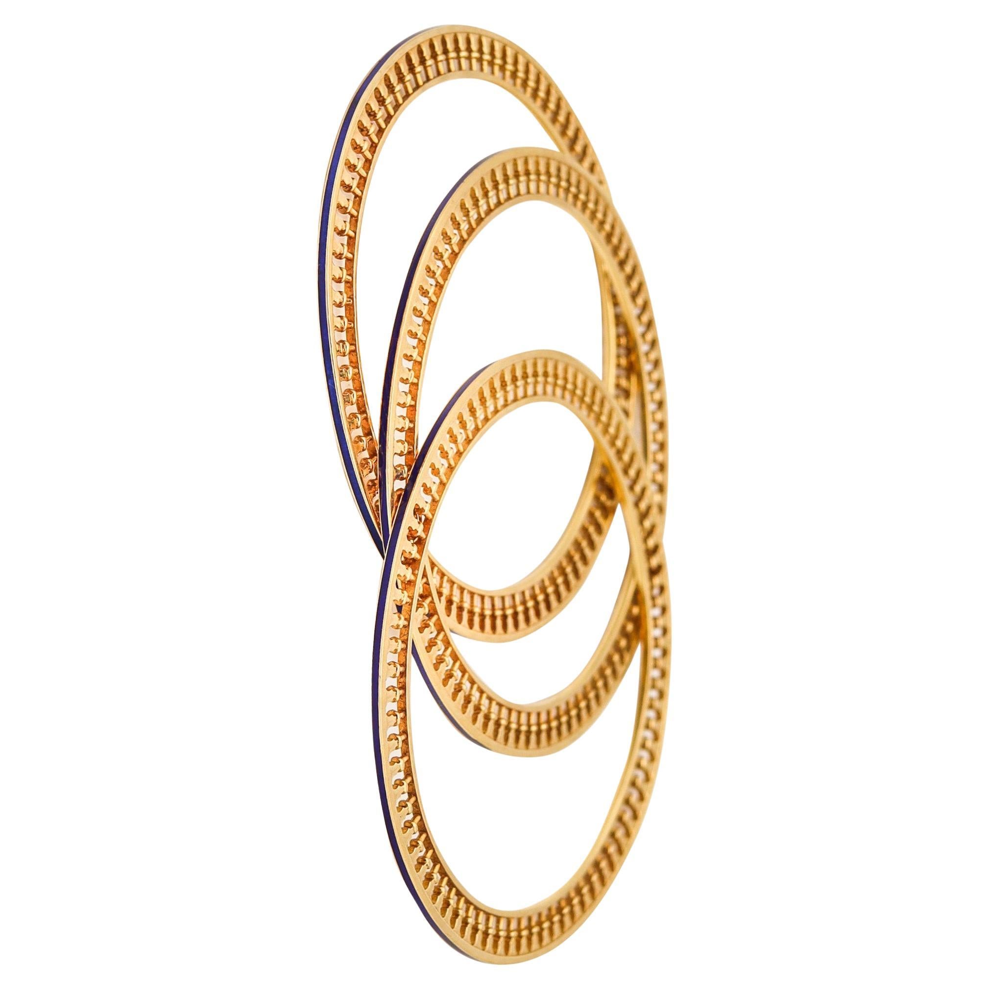 TIFFANY & CO. By Paloma Picasso Venezia Stella Enamel Bangles Trio In 18Kt Gold For Sale