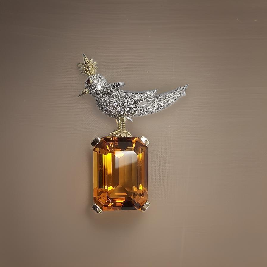 Femenino o masculino Broche Tiffany Co by Schlumberger Pájaro sobre roca