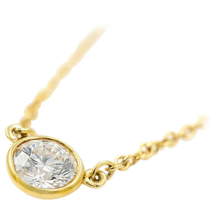 Tiffany and Co. by the Yard 18 Karat Yellow Gold Diamond Necklace 0.23 ...
