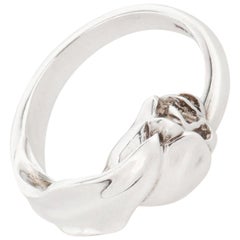 TIFFANY & CO c. 1984 Sterling Silver Wrapped Tulip Flower Motif Sculpted Ring
