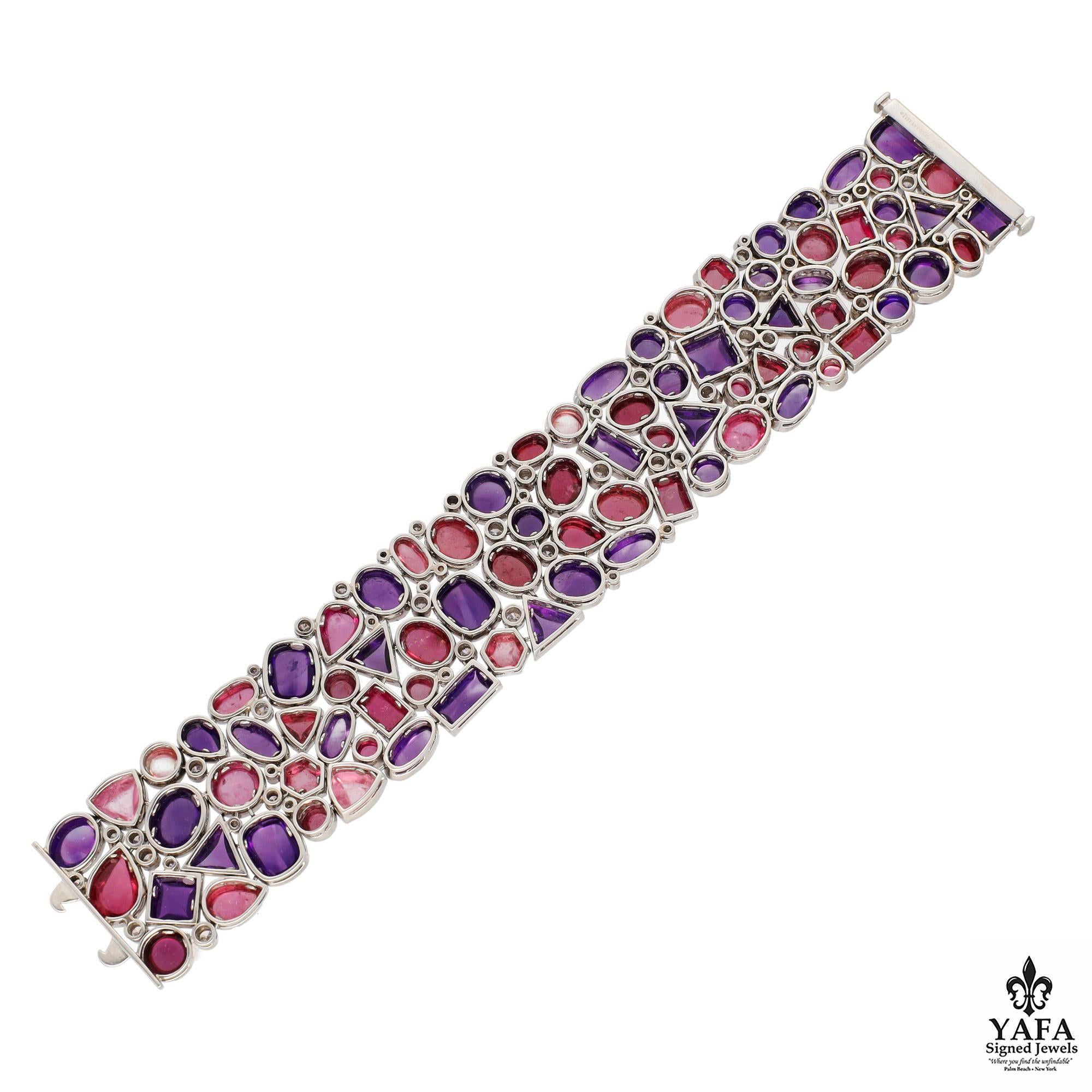TIFFANY & CO. Bracelet améthyste tourmaline cabochon Unisexe en vente
