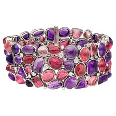 TIFFANY & CO. Bracelet améthyste tourmaline cabochon