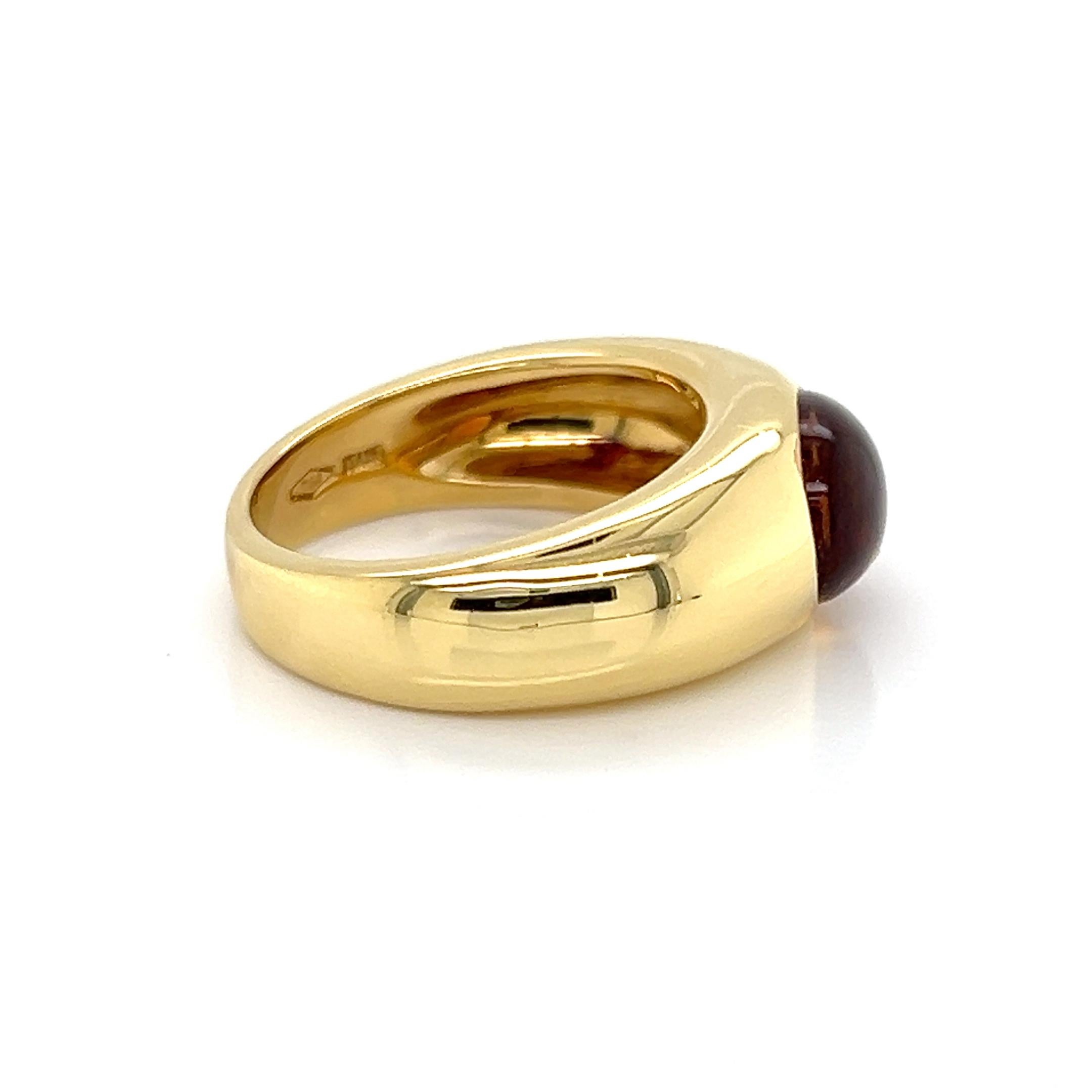 Modern Tiffany & Co. Cabochon Citrine 18k Yellow Gold Dome Ring - Size 5 For Sale