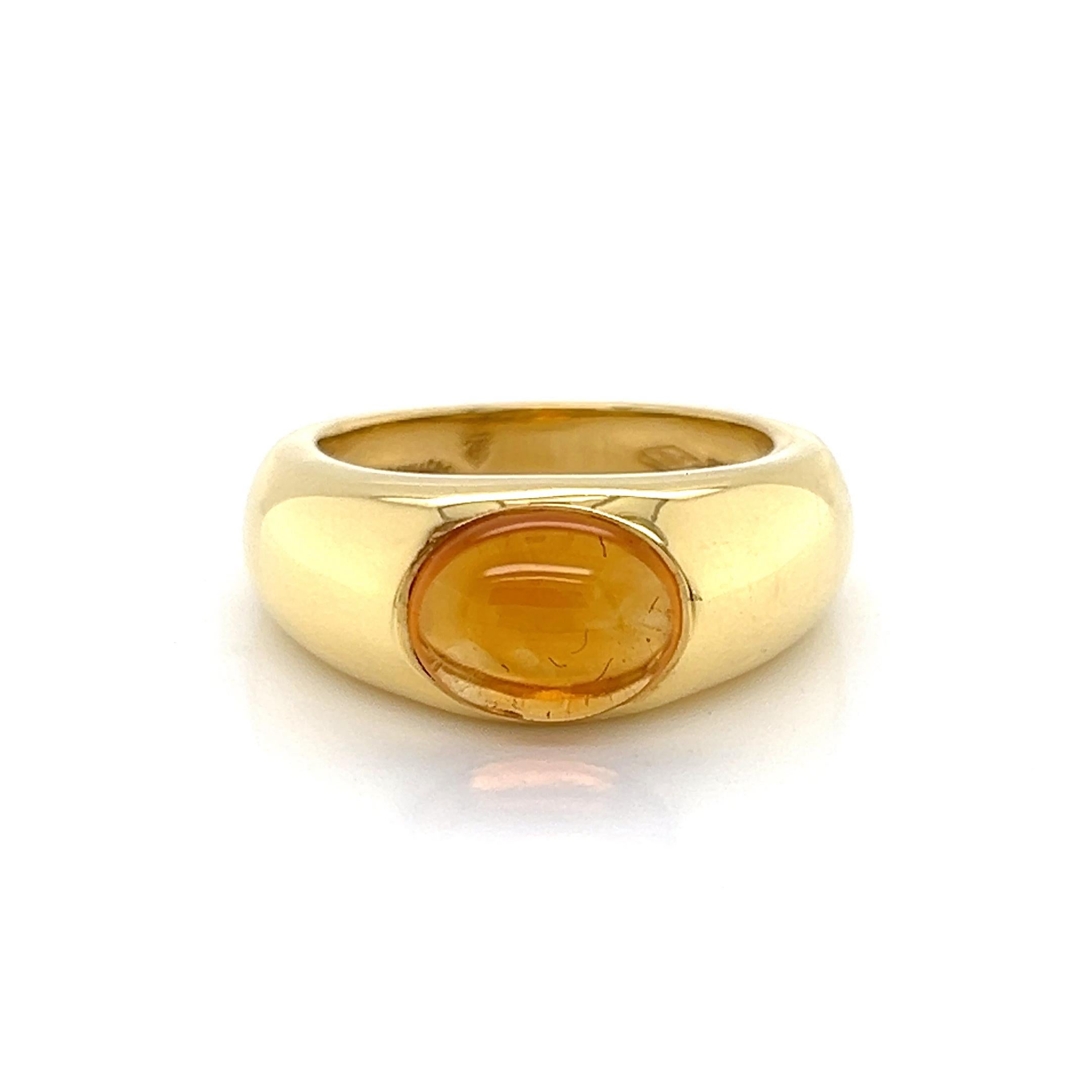 Tiffany & Co. Cabochon Citrine 18k Yellow Gold Dome Ring - Size 5 For Sale 2