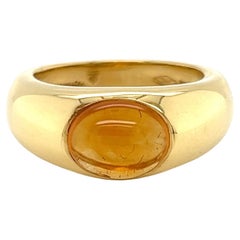 Tiffany & Co. Cabochon Citrine 18k Yellow Gold Dome Ring - Size 5