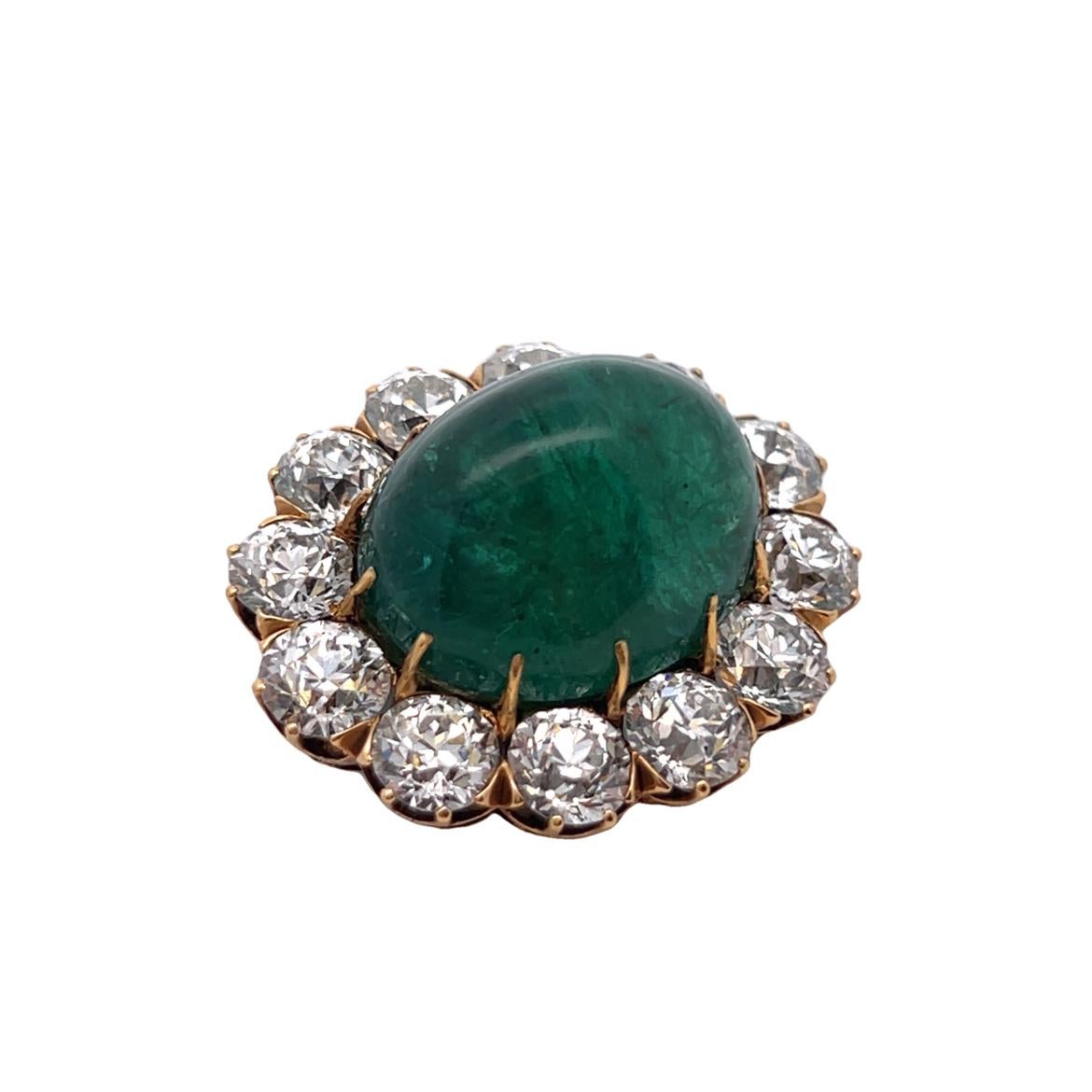 Tiffany & Co Cabochon Emerald Brooch For Sale 6