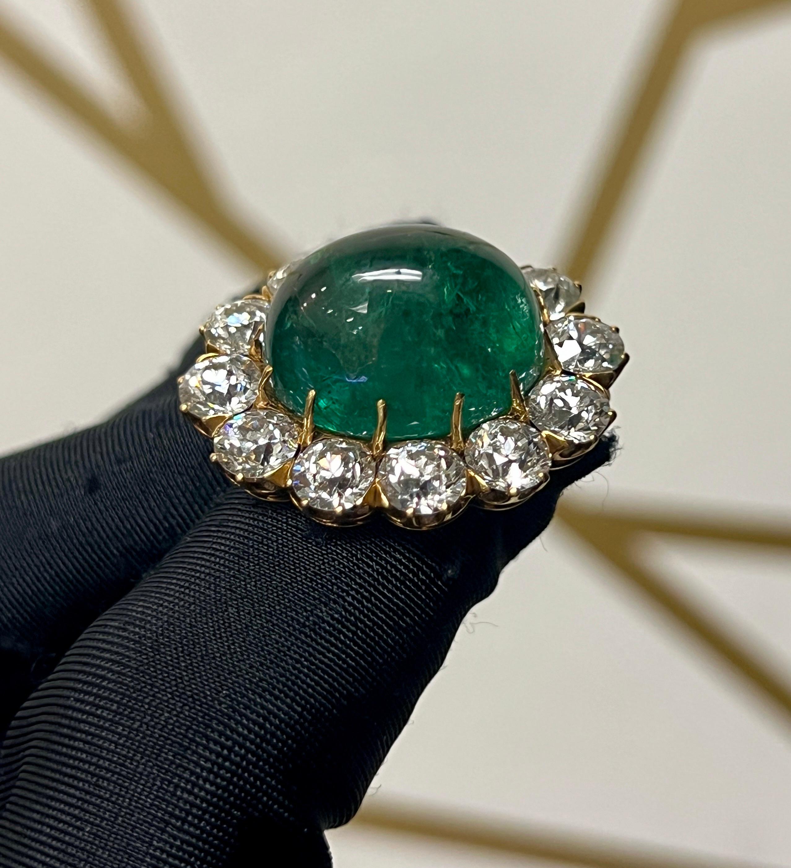 Tiffany & Co Cabochon Emerald Brooch

A Tiffany & Co. brooch that converts to a pendant, set with 12 round-cut diamonds and a cabochon emerald.

Approximate Length: 1.50