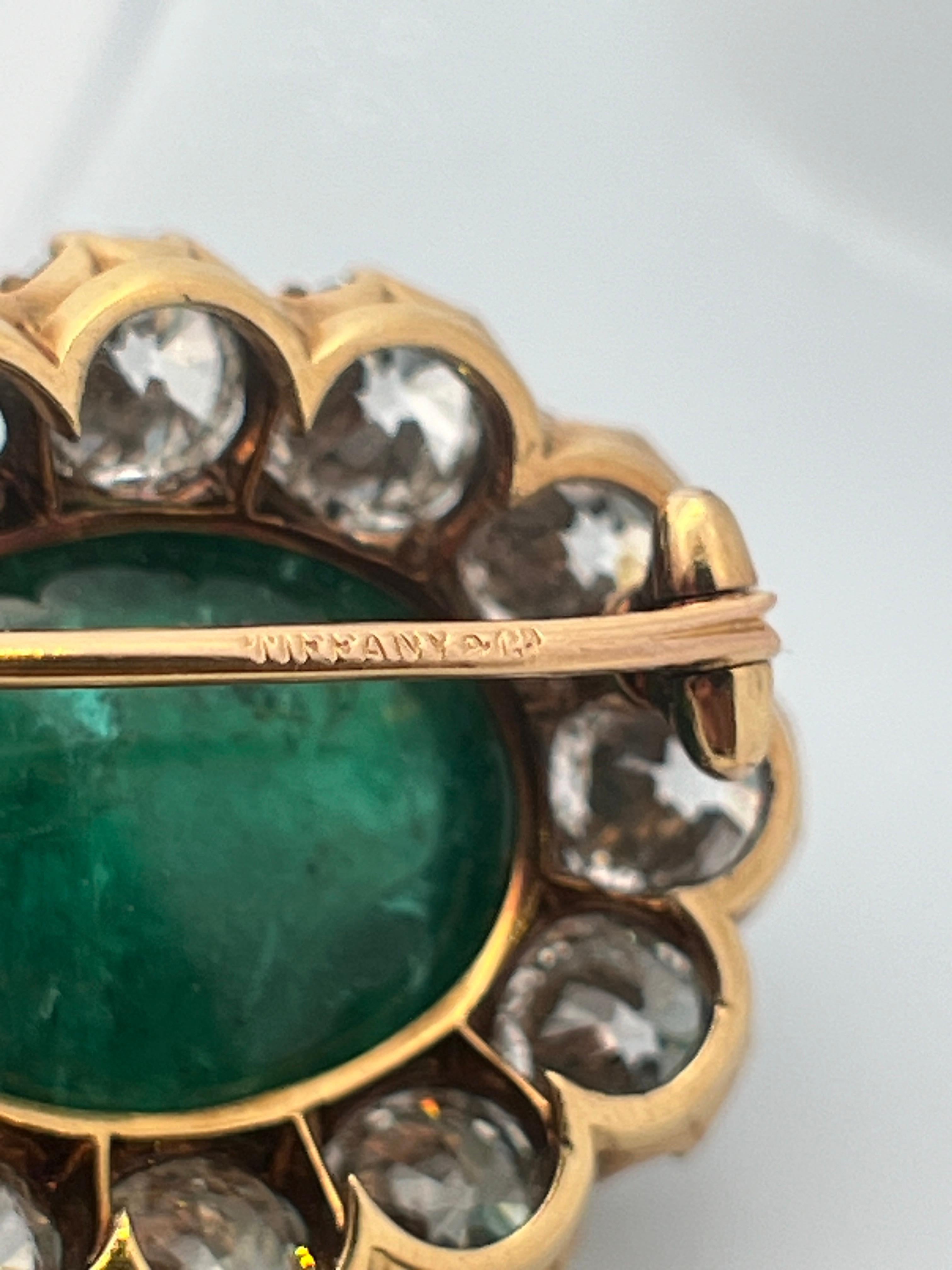 Women's Tiffany & Co Cabochon Emerald Brooch For Sale