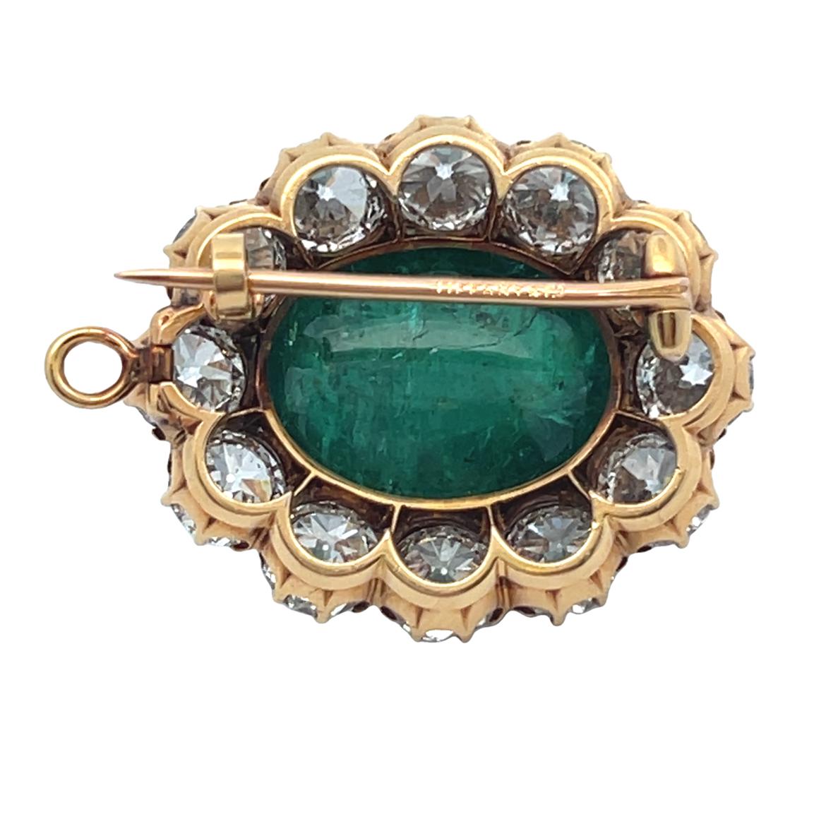 Tiffany & Co Cabochon Emerald Brooch For Sale 3