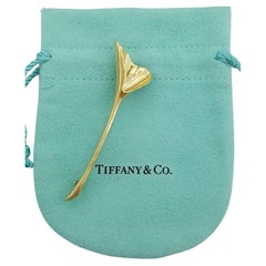 Tiffany & Co. Calla Lily Flower Brooch / Pin 18K Yellow Gold