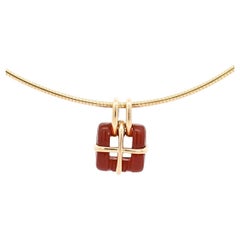 Tiffany & Co. Carnelian Pendant in 18K Gold Snake Chain Necklace