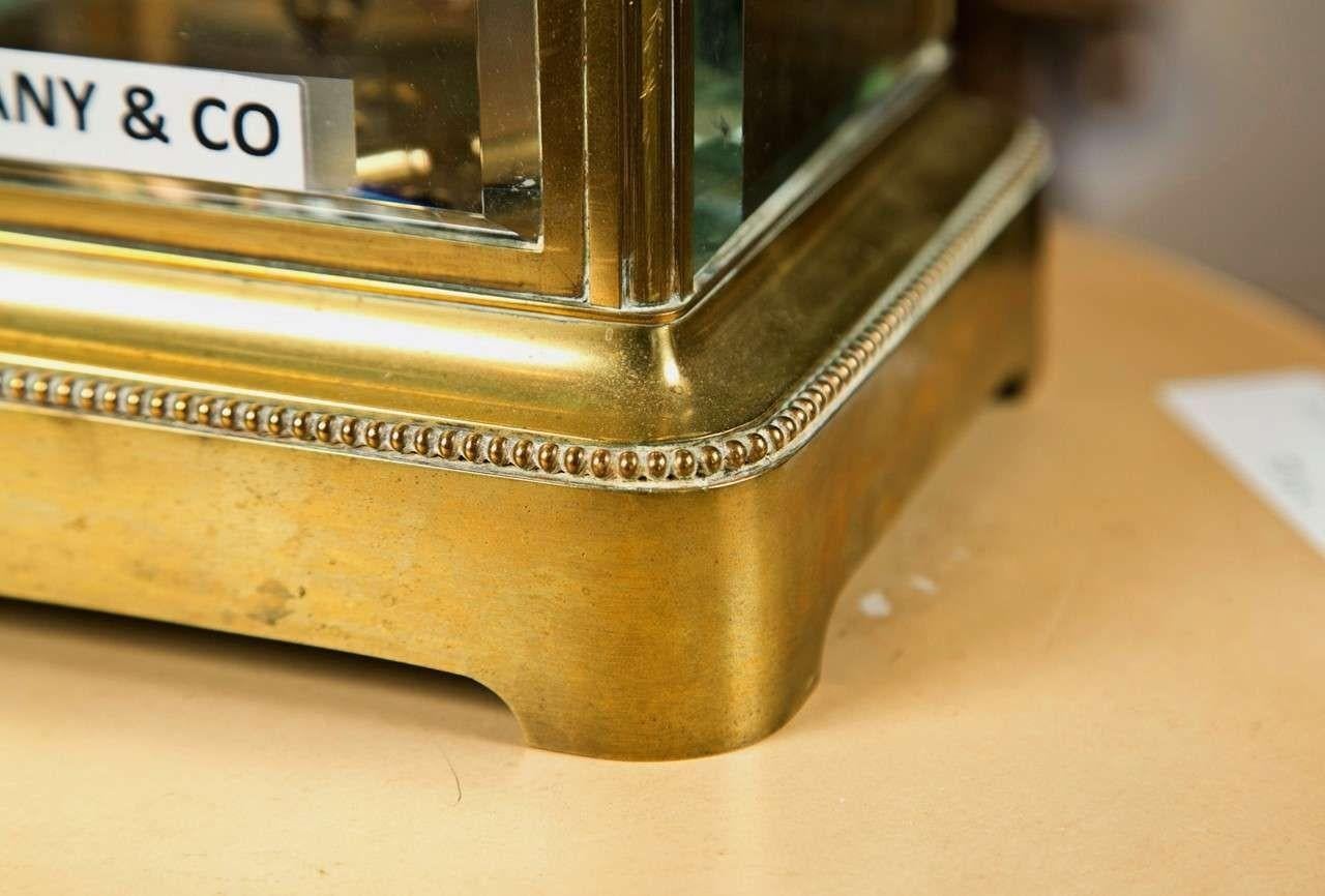 Mid-20th Century Tiffany & Co, Carriage Clock, Brass, Glass, France, 1930s