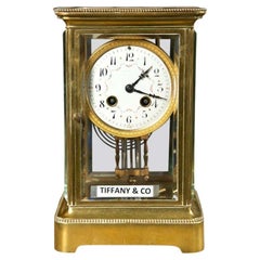 Tiffany & Co, Carriage Clock, Brass, Glass, France, 1930s