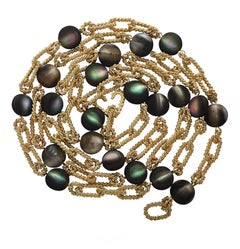 Tiffany & Co. Cat's Eye Labradorite Yellow Gold Necklace