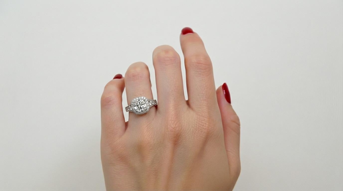Tiffany & Co. Cert. Diamante talla cojín Eng. Anillo, 1,10 Quilates F VS1 - 1,80 TCW Contemporáneo en venta