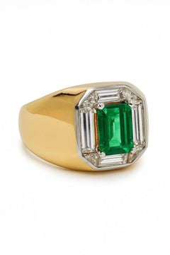 Tiffany & Co. Certified Emerald and Diamond Platinum & 18K Yellow Gold Ring