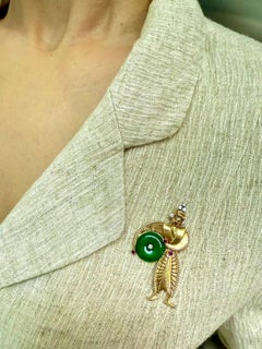 Ciondolo con spilla in giada certificata, rubini di Burma e diamanti di Tiffany & Co. 1950's