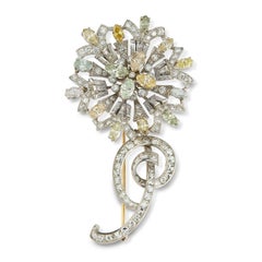 Tiffany & Co. Certified Multi Color Diamond Flower Brooch