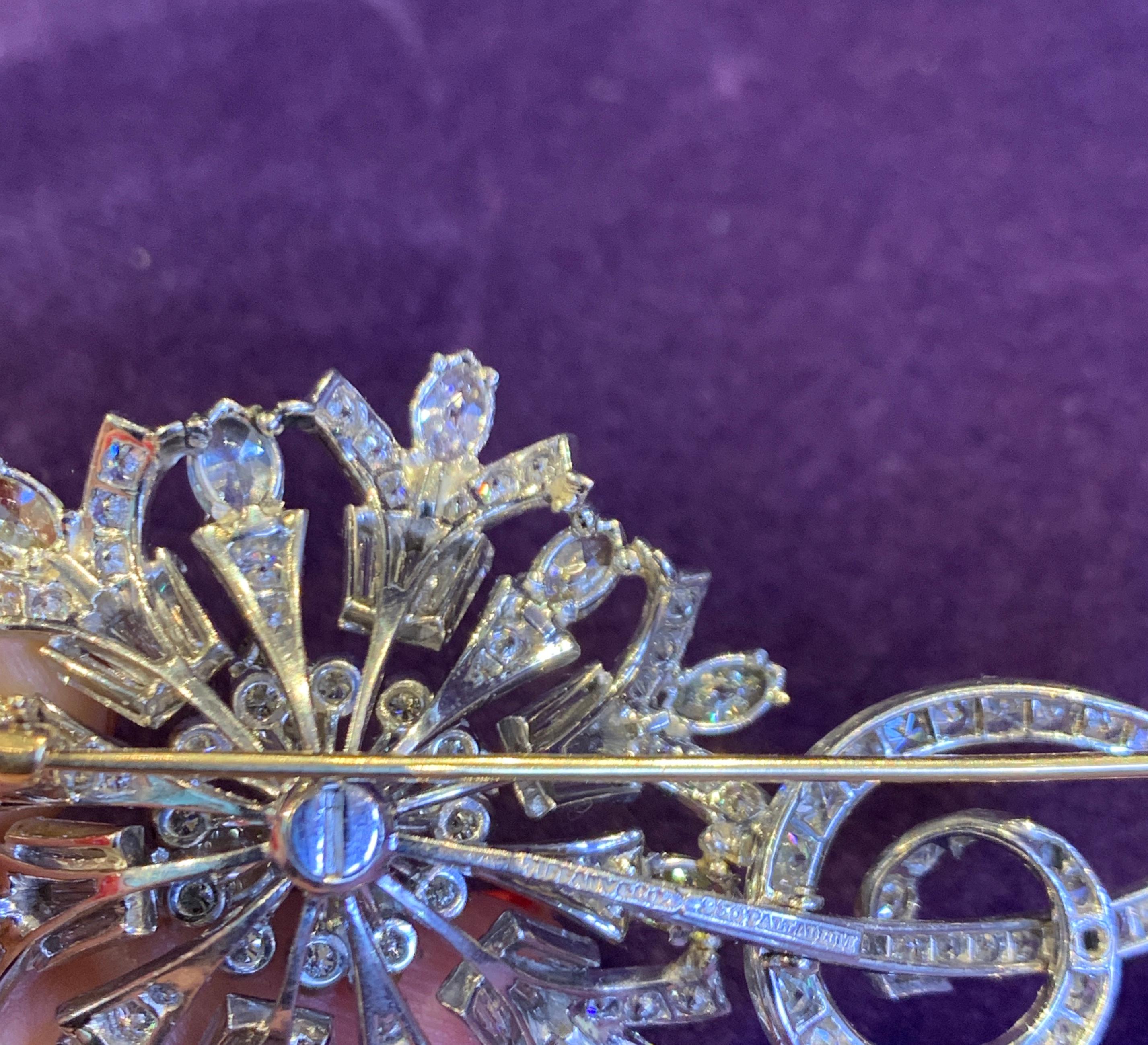 Tiffany & Co. Certified Multi Color Diamond Flower Brooch In Excellent Condition For Sale In New York, NY