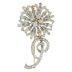 Tiffany & Co. Certified Multi Color Diamond Flower Brooch
