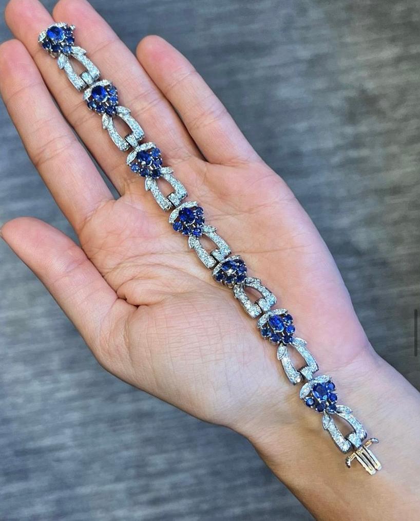 Tiffany & Co. Certified Natural Burmese Sapphire & Diamond Bracelet 3