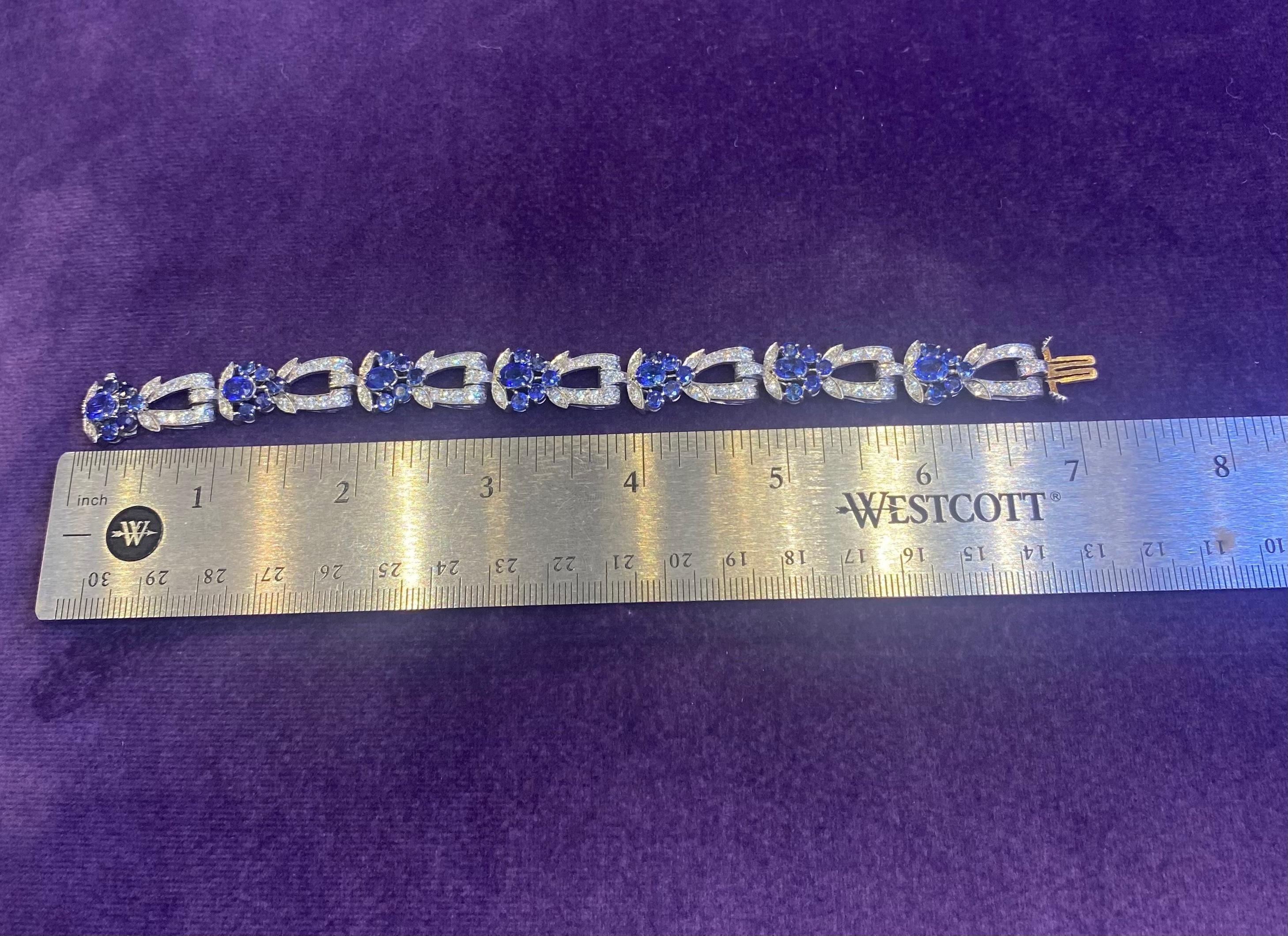 Tiffany & Co. Certified Natural Burmese Sapphire & Diamond Bracelet 2